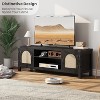 65-inch Bohemian-style TV stand with wicker door - Wooden entertainment center with two cabinets and adjustable shelves, suitable for living rooms - 3 of 4