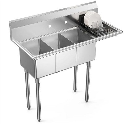 winado 3 Compartment Stainless Steel Sink With Right Side Drainboard