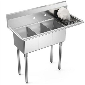 winado 3 Compartment Stainless Steel Sink With Right Side Drainboard - 1 of 4