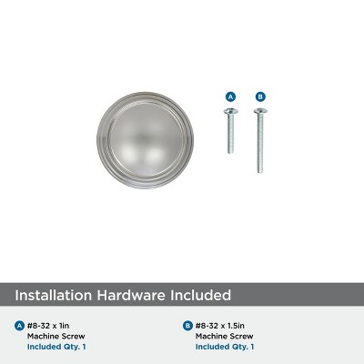 Polished Nickel Round Cabinet Knob with Mounting Hardware