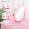 Kids Vanity Set with Drawer, with Wooden Makeup Playset, with Mirror, Makeup Table and Stool for 4-9 Girls, Pink - 4 of 4