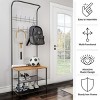 Hasting Home Entryway Bench with Coat Rack – Metal Hall Tree with Seat, Hooks, and Shoe Storage - 3 of 4