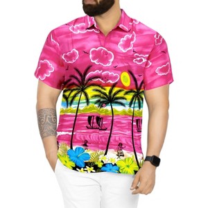 LA LEELA Men's Hawaiian Shirts Short Sleeve Button Down Shirt Mens Casual Shirts Holiday Tropical Beach Party Shirts for Men - 1 of 4