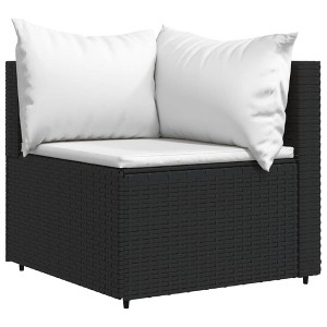vidaXL Patio Corner Sofa Black PE rattan Compact Adjustable Feet - 1 of 2