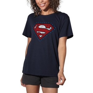 Women's Superman Distressed 4th Of July Logo Loose T-Shirt - 1 of 4