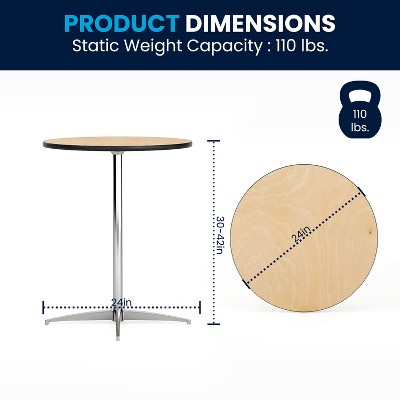 Marrel 24" Round Oak Top Outdoor Cocktail Table with Chrome Base