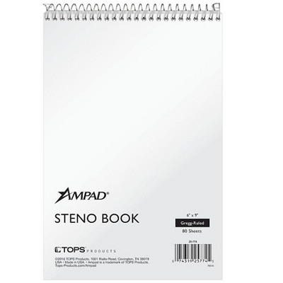 Ampad Steno Pad 6" x 9" Gregg Ruled White 304204
