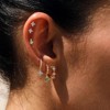 Paaaawaters Dainty 14k Gold Plated Earrings Set for Women Hypoallergenic Small Ivy Flower Star Huggie Hoop Dangle Pearl Cartilage Earrings - 2 of 4