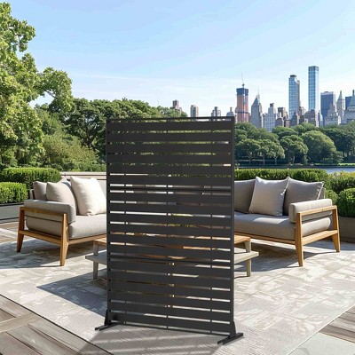 Lirago Metal Outdoor Privacy Screen Freestanding Garden Privacy Screen - 72"x47", Black