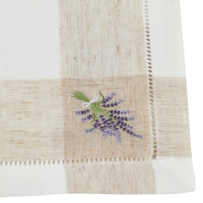 Ivory Embroidered Lavender Hemstitch Placemats, Set of 4