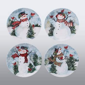 11" 4pk Earthenware Watercolor Snowman Dinner Plates - Certified International