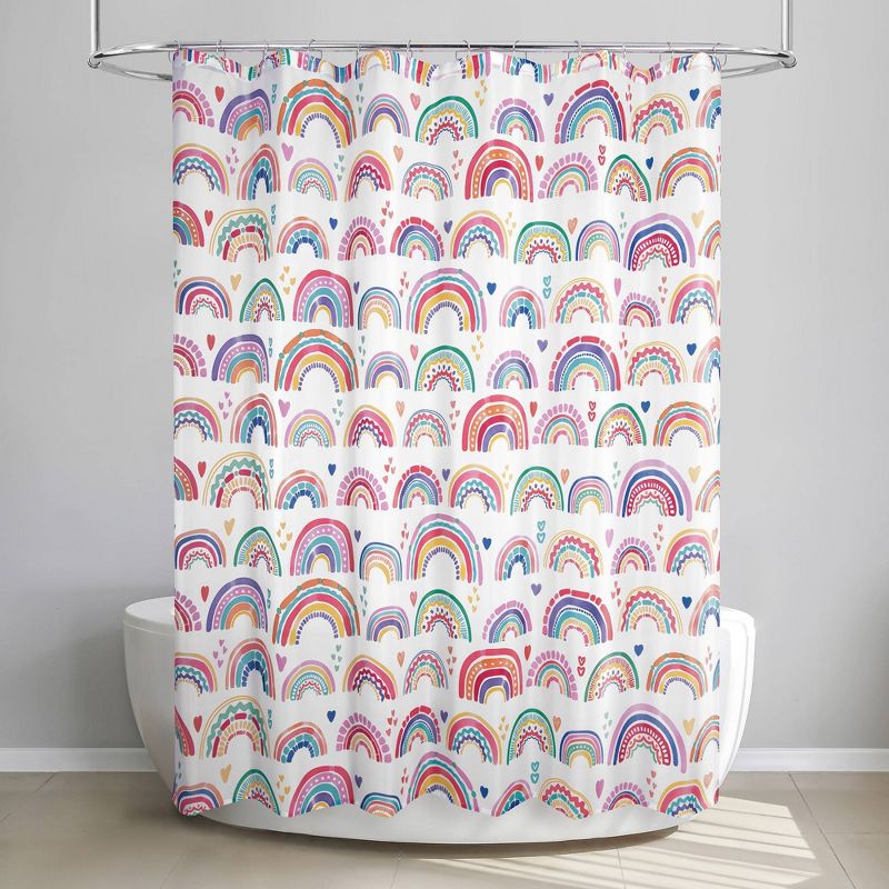Rainbow Hearts Kids&#39; Shower Curtain - Allure Home Creations, 3 of 9