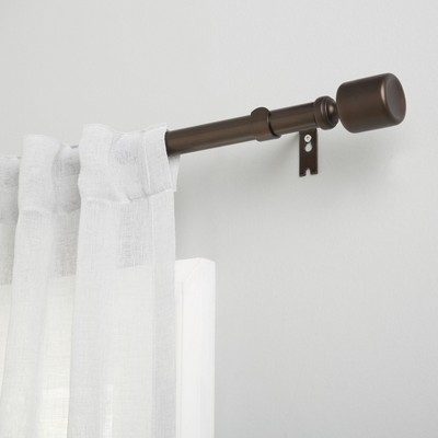 Adjustable Oil Rubbed Bronze Single Curtain Rod Set with Finial