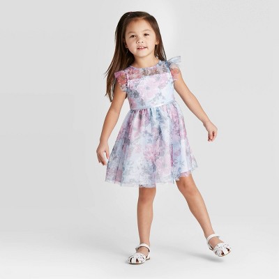 blue floral toddler dress