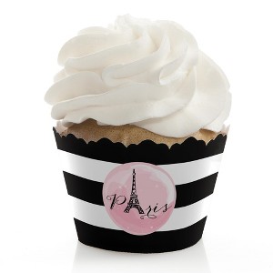 Big Dot of Happiness Paris, Ooh La La - Paris Themed Baby Shower or Birthday Party Decorations - Party Cupcake Wrappers - Set of 12 - 1 of 4