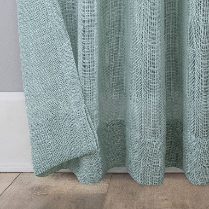 Ceri Linen Textured Jute Tabs Semi-Sheer Curtain Panel - No. 918, 4 of 7