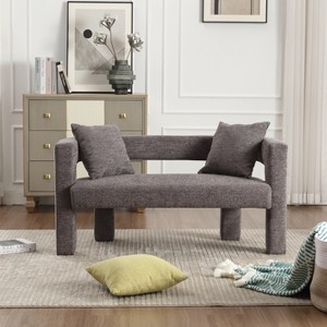 MOONMISS Modern Chenille Comfy Upholstered Loveseat Sofa,Small Loveseat Accent Couch for Living Bedroom Leisure Areas - 1 of 4