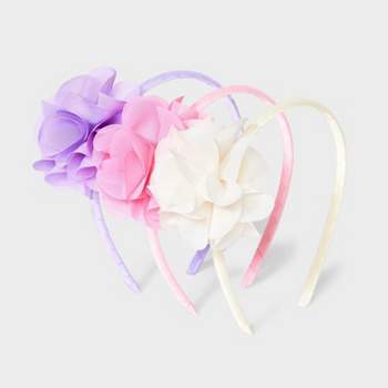 Girls' 3pk Chiffon Flower Headbands - Cat & Jack™ Pink/Purple/White