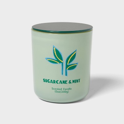 12oz Jar Candle with Lid Sugarcane and Mint - Room Essentials™
