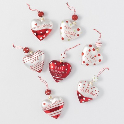 Sullivans Set of 7 Sentiment & Heart Ornament Kit 5.5"H Red and White