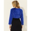 Allegra K Women's Cropped Open Front Collarless Long Sleeve Faux Fur Jacket - 4 of 4