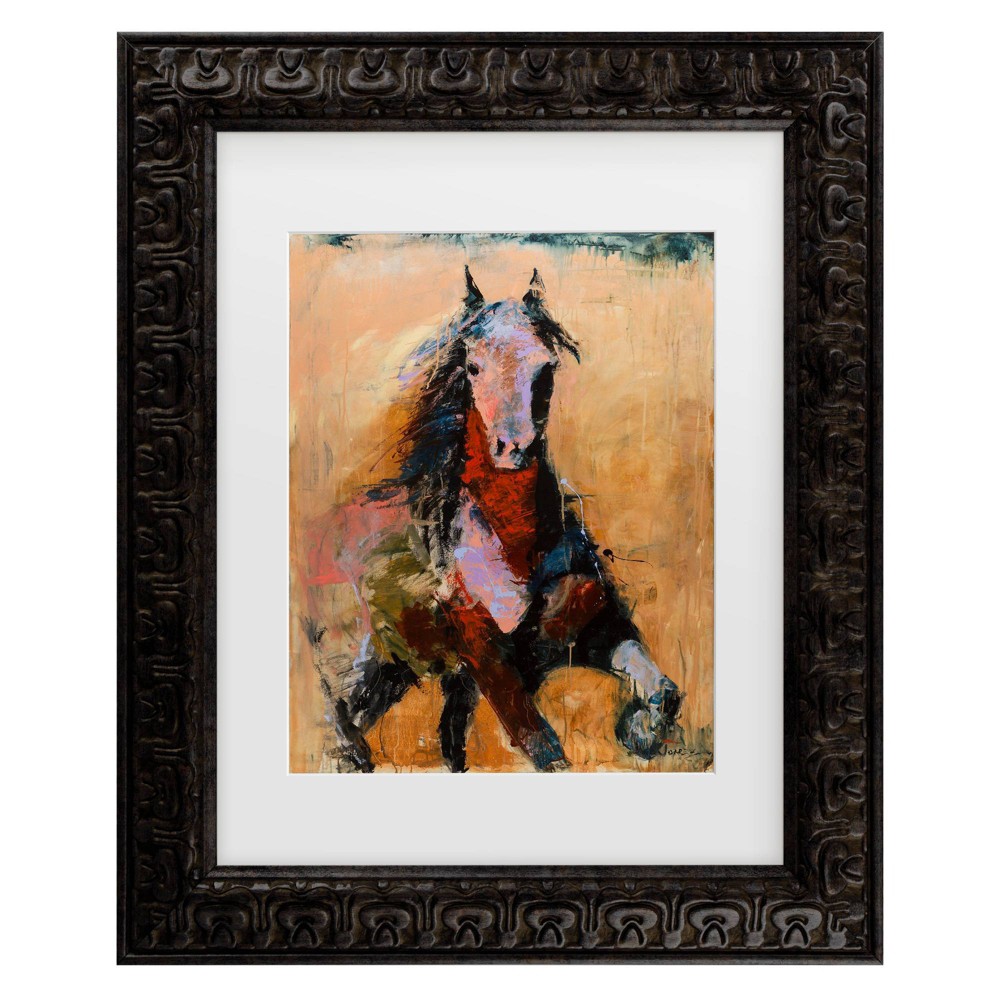 Trademark Fine Art 16"x20" Joarez Golden Horse Matted Framed Art Dark Gold