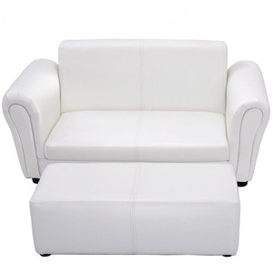 Infans White Kids Sofa Armrest Chair Couch Lounge Children Birthday Gift w/ Ottoman - 1 of 4