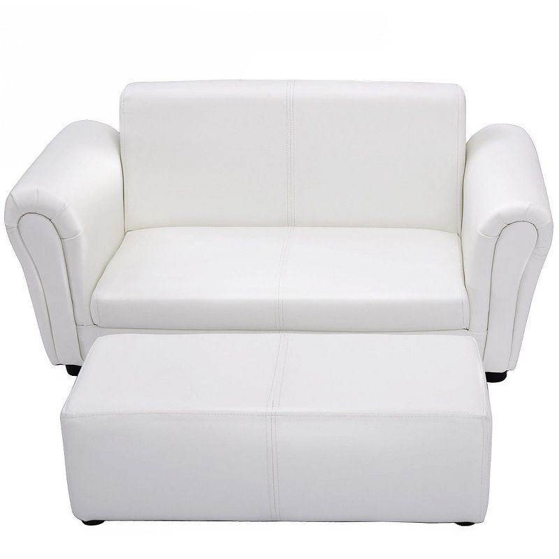 Infans White Kids Sofa Armrest Chair Couch Lounge Children Birthday Gift w/ Ottoman, 1 of 8