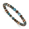 Chisel Stainless Steel 6.60mm Blue Golden and Brown Tiger's Eye Beaded 7.75" Stretch Bracelet - 2 of 4