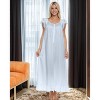 ADR Women's Cotton Nightgown, Short Sleeve Lace Trimmed Button Up Long Vintage Night Dress Gown - 2 of 4