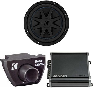 Kicker 50CVX102 CompVX 10" Sub, Dual 2-Ohm & 46CXA8001 Amplifier w/ Bass Knob Bundle - 1 of 4