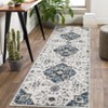 Vintage Distressed Floral Medallion Area Rug for Living Room, Washable Non Slip Retro Accent Throw Carpet for Bedroom - 2 of 4