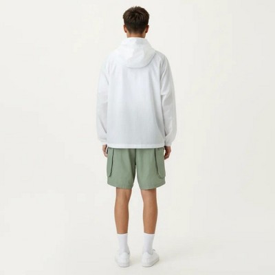 Alilang Men's Lightweight Windbreaker Jacket with Hood Full Zip Closure Drawstring Detail and Zipper Chest Pocket Design - X Large, White — фото 4
