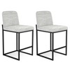 Vipbear Counter Height Bar Stools Set of 2, 25.6 Inch Linen Fabric Barstools with Back and Matel Legs, Upholstered Counter Chairs with Footrest - 3 of 4