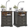 Vlsrka LED 3-Drawer Nightstand with Charging Station and Reading Light,Brown - 4 of 4