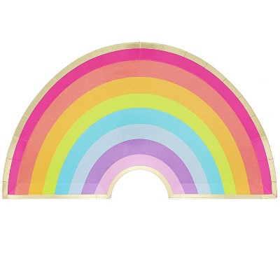 Blue Panda 48 pcs Pride Rainbow Disposable Party Plates with Gold Foil, Birthday Party Supplies