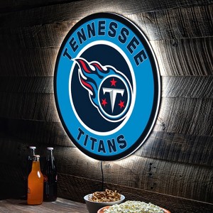 Evergreen Ultra-Thin Edgelight LED Wall Decor, Round, Tennessee Titans- 23 x 23 Inches Made In USA - 1 of 4