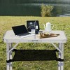 Syemin Folding Tables Outdoor Adjustable Camping Table, 2ft Portable Pinic Table, Foldable Lightweight Patio Side Table, White, 23.82"*15.83"*23.63" - 2 of 4