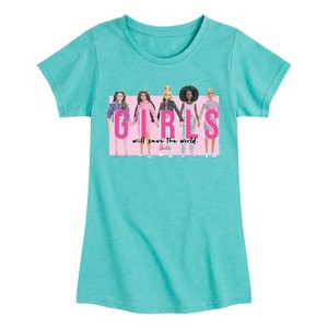 Girls' - Barbie - Girls Will Save the World Fitted Short Sleeve Graphic T-Shirt - 1 of 3