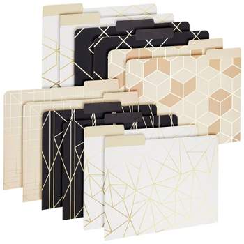 Paper Junkie 12 Pack Letter Size File Folders, 1/3 Cut Tab, Decorative File Folder, Gold Foil, 9.5 x 11.5 In