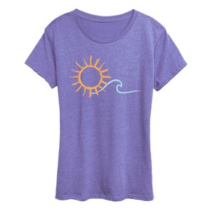 Women's - Instant Message - Brushstroke Sun And Wave Short Sleeve Graphic T-Shirt - 1 of 4