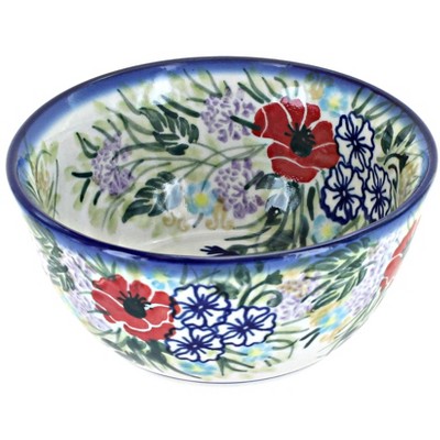 Blue Rose Polish Pottery Summer Garden Dessert Bowl