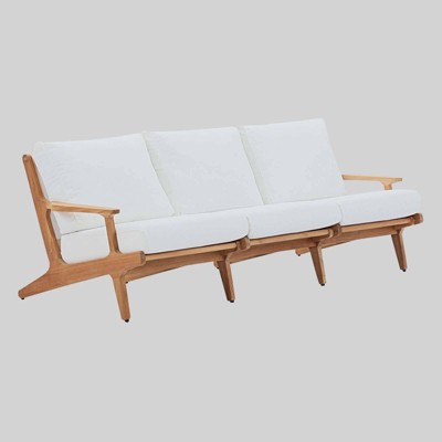 Saratoga Outdoor Patio Premium Grade A Teak Wood Sofa White - Modway