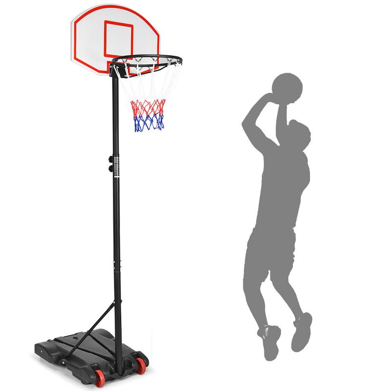 Costway Adjustable Basketball Hoop System Stand Kid Indoor Outdoor Net Goal W/ Wheels, 1 of 11
