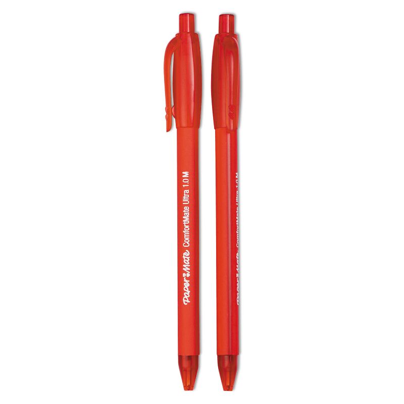Paper Mate ComfortMate Ultra RT Ballpoint Retractable Pen Red Ink Medium Dozen 6320187, 1 of 6