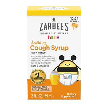 Zarbee's Baby Soothing Cough Syrup with Dark Honey - Natural Peach & Honey Flavor - 2 fl oz