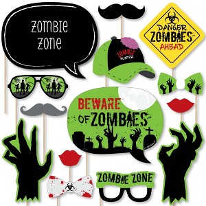 Big Dot of Happiness Zombie Zone - Halloween or Birthday Zombie Crawl Party Photo Booth Props Kit - 20 Count - 1 of 4