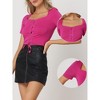 Allegra K Women's Lace Up Square Neck Short Sleeve Casual Crop Tops - 2 of 4