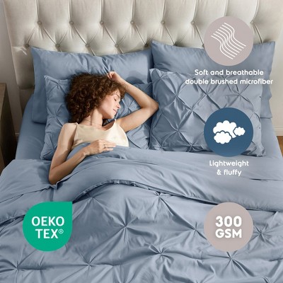 Stone Blue Queen Reversible Microfiber Bed in a Bag Set