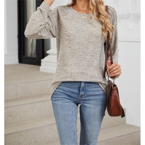 Women's Shirt Crew Neck Long Sleeve T-Shirt Loose Soft Pullover for Women - 1 of 4